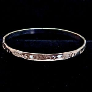 Vintage Taxco Sterling Silver Bird & Circle Bangle Bracelet — Handmade — 925